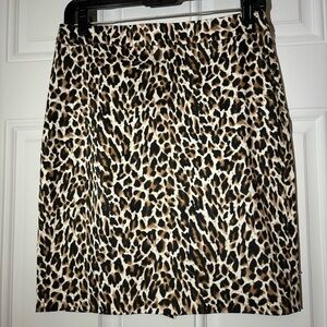 J. Crew Lightweight Leopard Print Pencil Skirt, Size 2